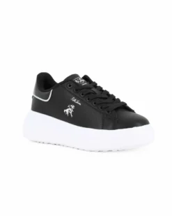 RIFLE - Scarpa sneakers nera con lacci e patch posteriore metallizzata