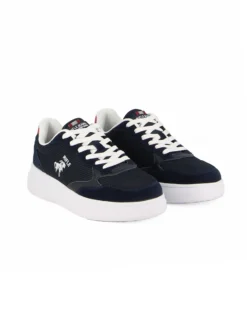 RIFLE - Sneaker blu in tela con pach rossa