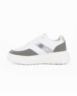 RIFLE - Sneakers bianca da donna con dettagli argento