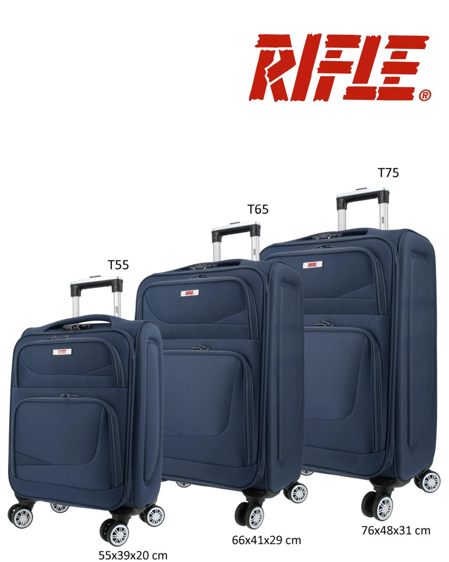 RIFLE - TROLLEY BLU IN TESSUTO CON DOPPIA TASCA FRONTALE E 4 RUOTE