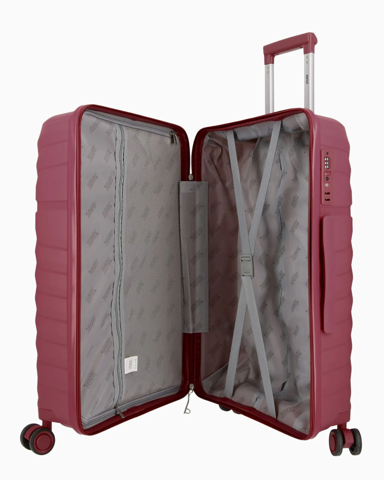 RIFLE - TROLLEY BORDEAUX IN ABS 4 RUOTE CON COMBINAZIONE TSA