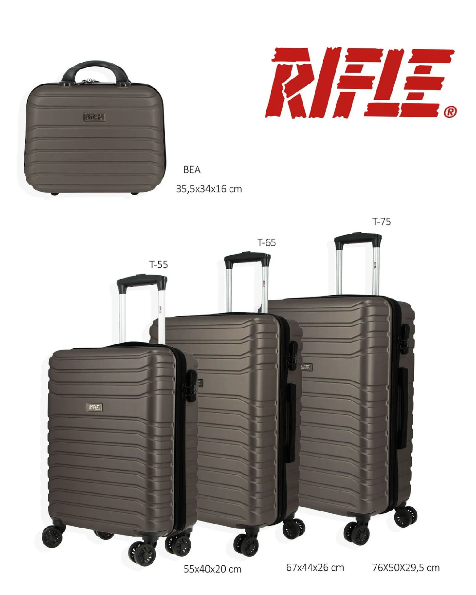 RIFLE - TROLLEY BRONZO IN ABS 4 RUOTE