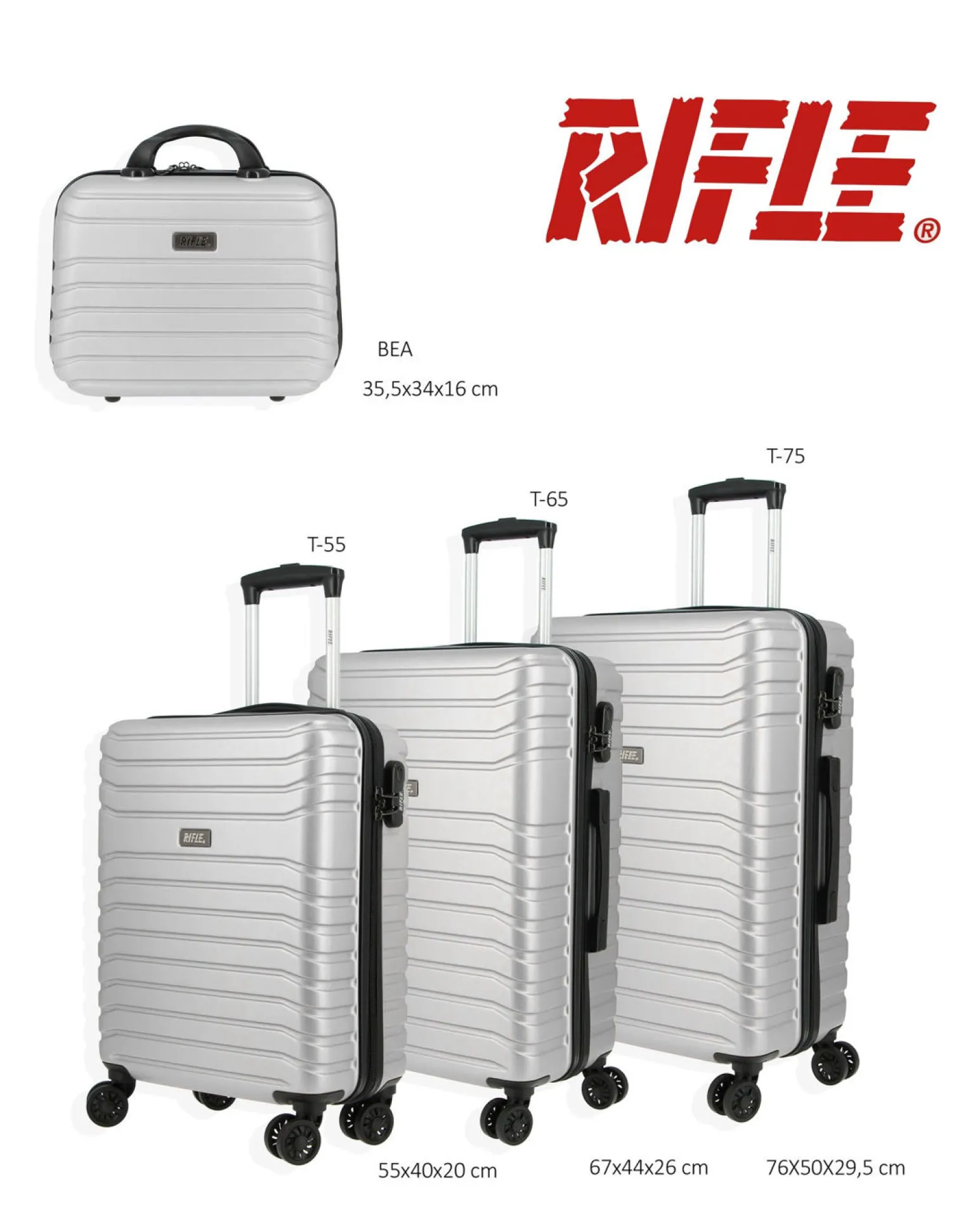 RIFLE - TROLLEY GRIGIO IN ABS 4 RUOTE