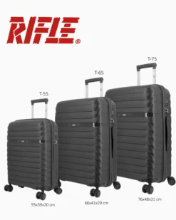 RIFLE - TROLLEY NERO IN ABS 4 RUOTE CON COMBINAZIONE TSA