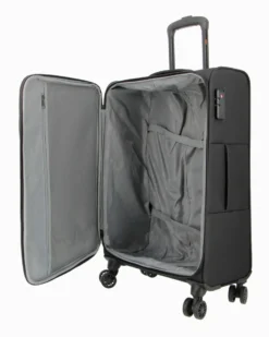 RIFLE - TROLLEY NERO IN TESSUTO CON DOPPIA TASCA FRONTALE, COMBINAZIONE TSA E 4 RUOTE