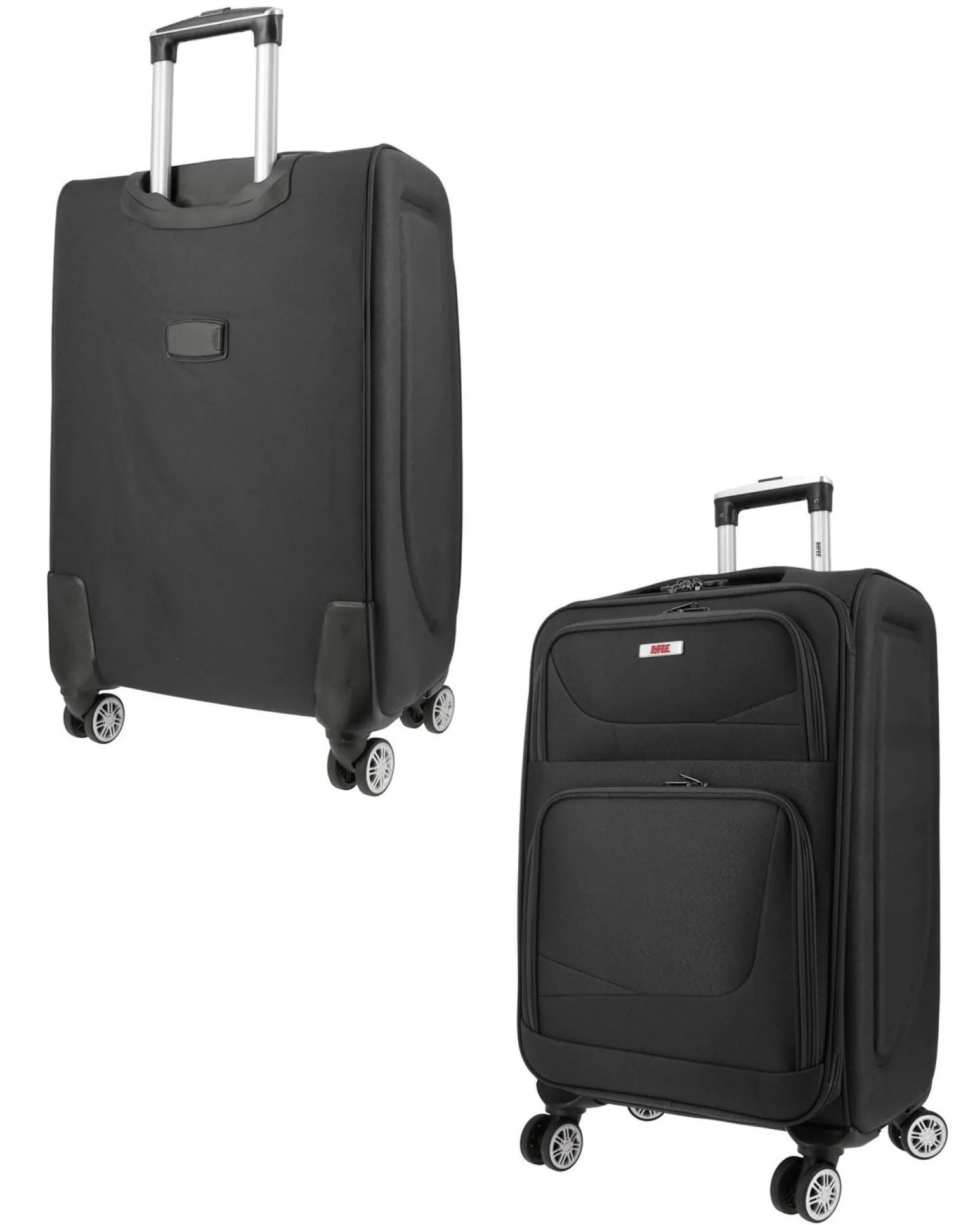RIFLE - TROLLEY NERO IN TESSUTO CON DOPPIA TASCA FRONTALE E 4 RUOTE