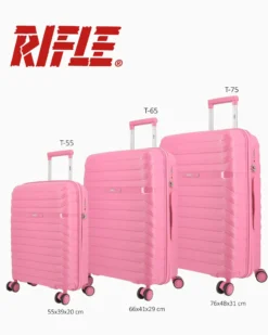 RIFLE - TROLLEY ROSA IN ABS 4 RUOTE CON COMBINAZIONE TSA