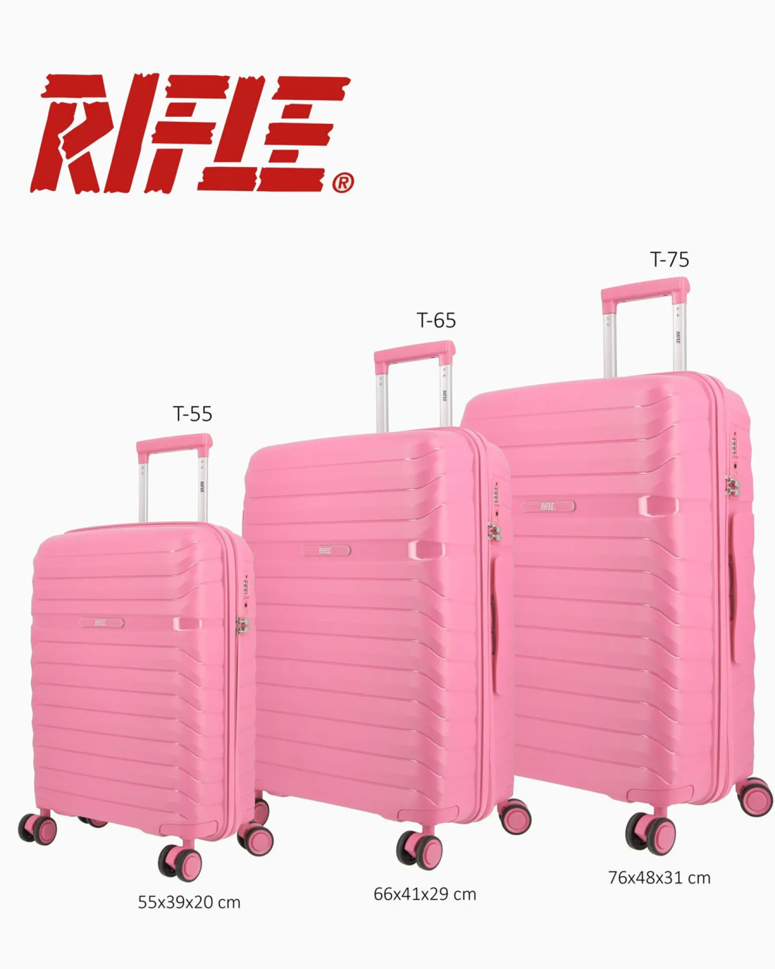 RIFLE - TROLLEY ROSA IN ABS 4 RUOTE CON COMBINAZIONE TSA