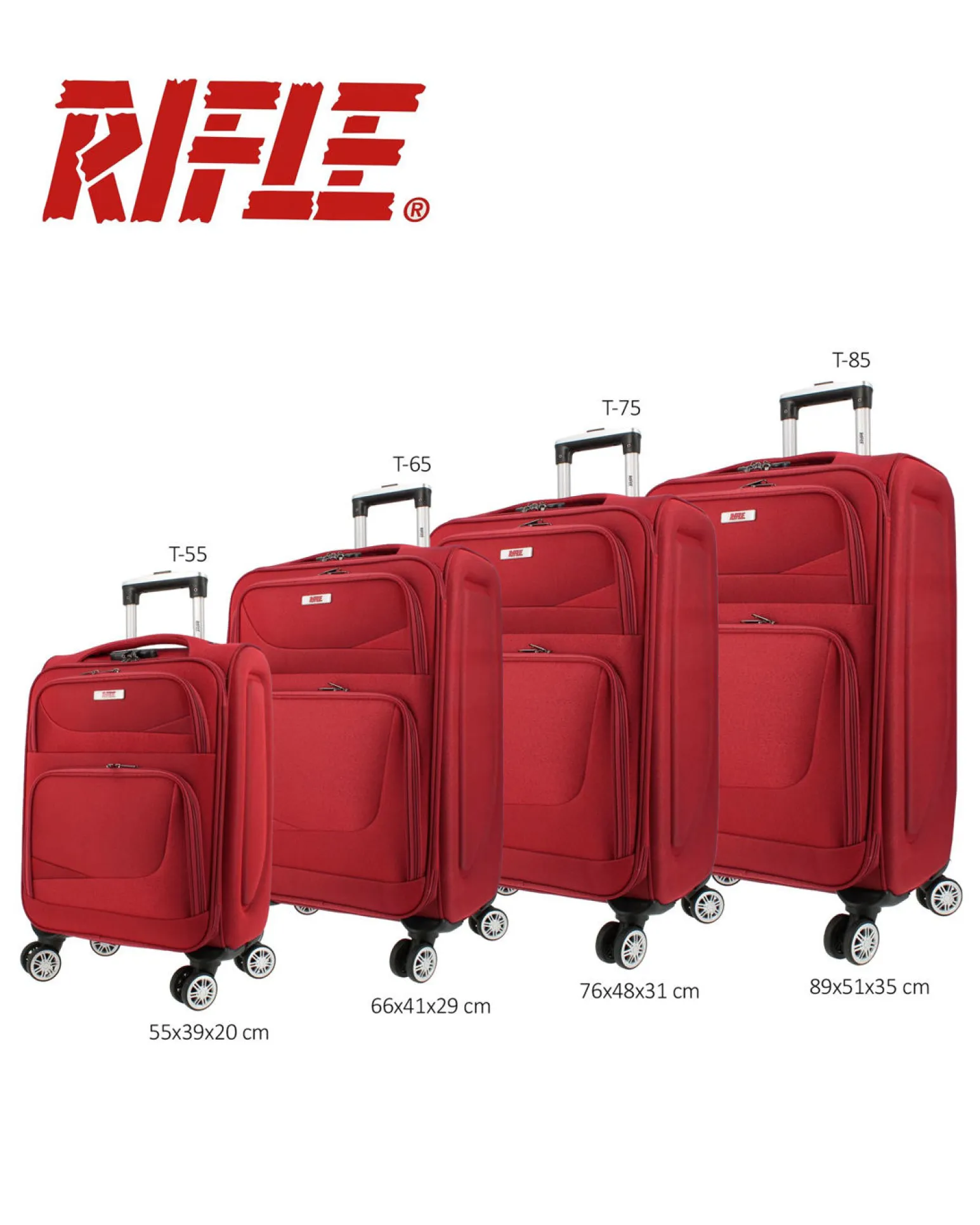 RIFLE - TROLLEY ROSSO IN TESSUTO CON DOPPIA TASCA FRONTALE E 4 RUOTE