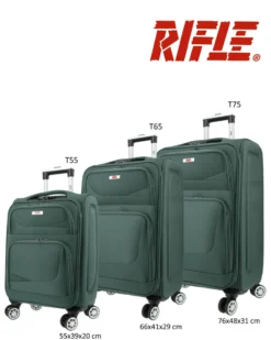 RIFLE - TROLLEY VERDE IN TESSUTO CON DOPPIA TASCA FRONTALE E 4 RUOTE