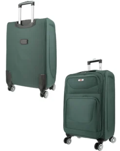 RIFLE - TROLLEY VERDE IN TESSUTO CON DOPPIA TASCA FRONTALE E 4 RUOTE