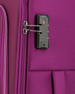 RIFLE - TROLLEY VIOLA IN TESSUTO CON DOPPIA TASCA FRONTALE, COMBINAZIONE TSA E 4 RUOTE