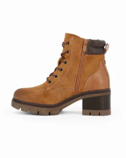 RIFLE - Tronchetto camel con lacci e zip laterale, tacco 6CM