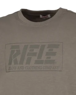 RIFLE - Tshirt manica corta marrone in tessuto fiammata