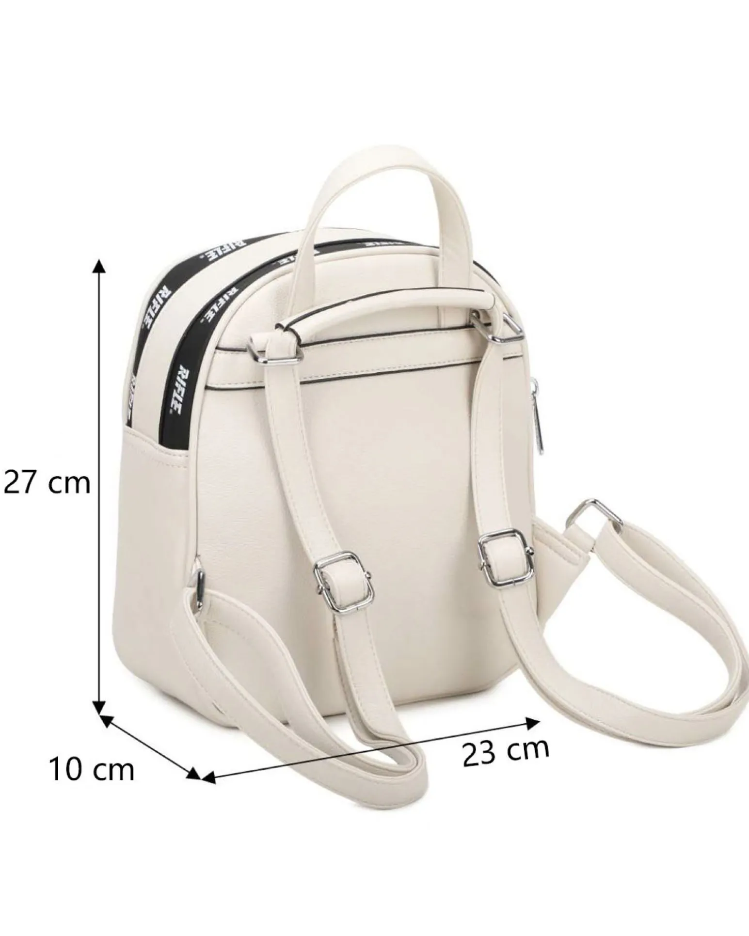RIFLE - Zaino beige con doppia cerniera loggata e tasca frontale