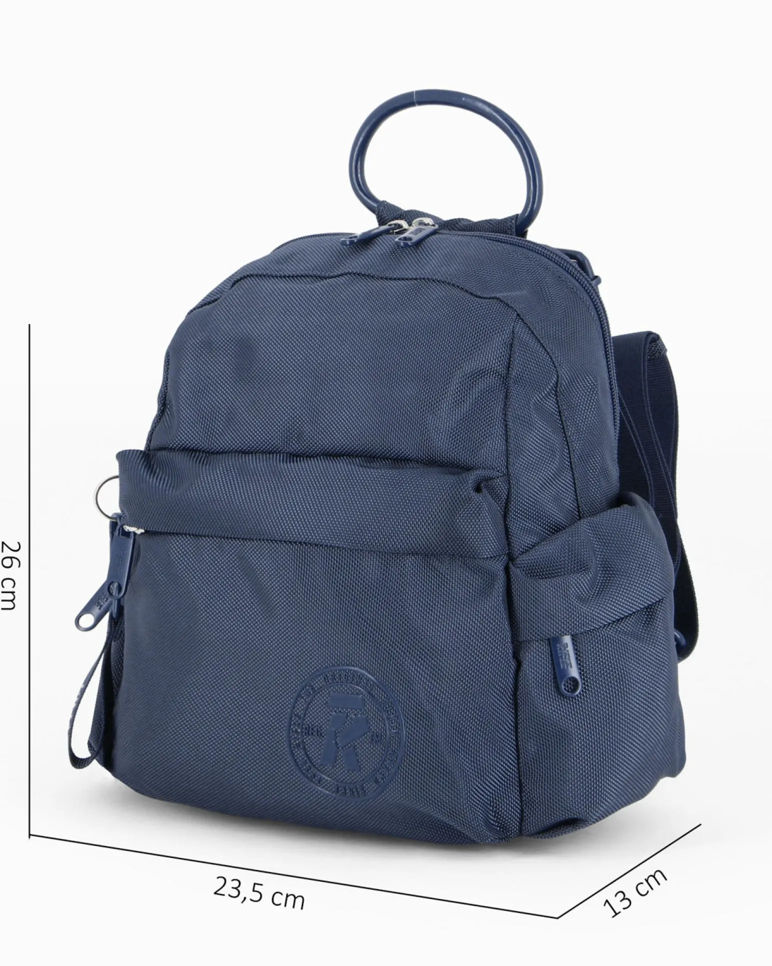 RIFLE - Zaino blu con tasche laterali e manico rigido