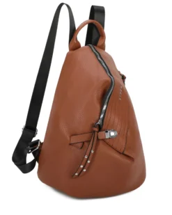 RIFLE - Zaino cuoio con zip centrale e pulsante a chiusura