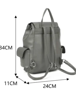 RIFLE - Zaino grigio multitasche con coulisse e patta, dettaglio catenina