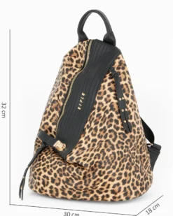 RIFLE - Zaino leopardato con zip centrale e pulsante a chiusura