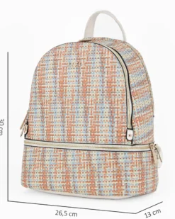 RIFLE - Zaino multicolor effetto intreccio con due scomparti principali e tasca frontale con zip orizzontale