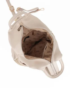 RIFLE - Zaino naturale due manici con tasca frontale effetto paglia e spalline regolabili con zip