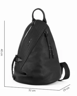 RIFLE - Zaino nero con zip centrale e pulsante a chiusura