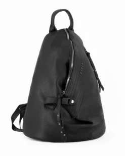 RIFLE - Zaino nero con zip centrale e pulsante a chiusura