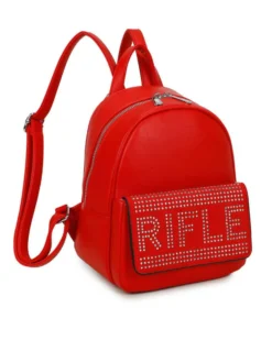 RIFLE - Zaino rosso con tasca frontale con strass sulla patta