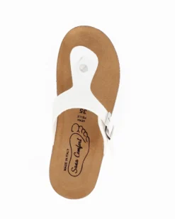 SANA COMFORT - Ciabatta bianca infradito con sottopiede in VERA PELLE e suola antiscivolo, MADE IN ITALY