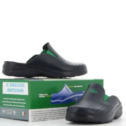 SANITAL LIGHT - Ciabatta sanitaria blu in VERA PELLE, MADE IN ITALY