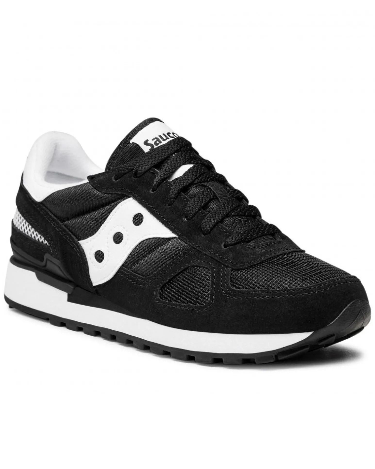SAUCONY - Sneakers da uomo nera e bianca in VERA PELLE scamosciata con intersuola in EVA - JAZZ ORIGINAL