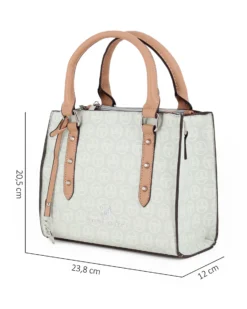 SERGIO TACCHINI - Borsa due manici azzurra loggata con ciondolo e tracolla removibili