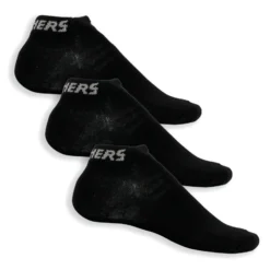 SKECHERS - Calze fantasmino nere, due paia con scritta posteriore bianca