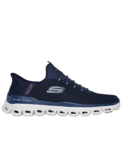 SKECHERS - GLIDE - STEP - NOXUS - Sneakers blu con tomaia in mesh a rombi e lacci rotondi elasticizzati fissi