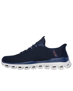 SKECHERS - GLIDE - STEP - NOXUS - Sneakers blu con tomaia in mesh a rombi e lacci rotondi elasticizzati fissi