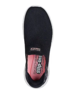SKECHERS - GO WALK FLEX - SUNSET ROSE - Sneakers nera con dettaglio fiori
