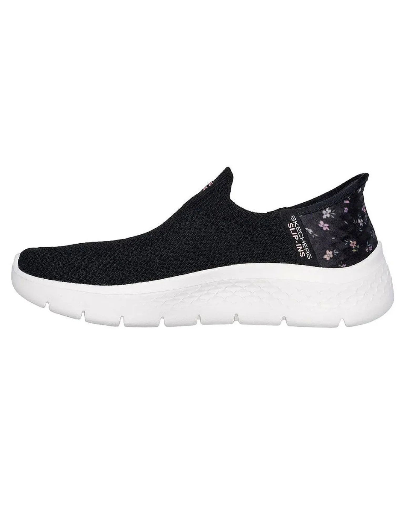SKECHERS - GO WALK FLEX - SUNSET ROSE - Sneakers nera con dettaglio fiori