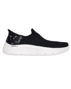 SKECHERS - GO WALK FLEX - SUNSET ROSE - Sneakers nera con dettaglio fiori
