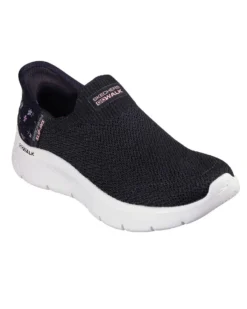 SKECHERS - GO WALK FLEX - SUNSET ROSE - Sneakers nera con dettaglio fiori