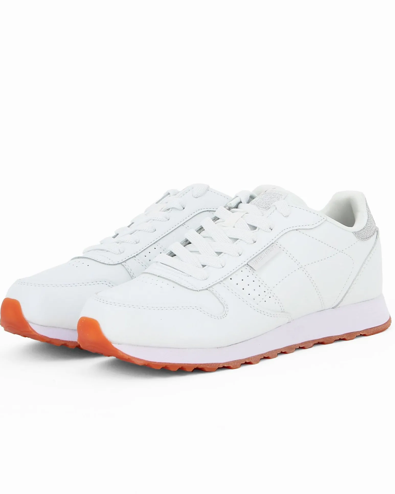 SKECHERS OLD SCHOOL COOL - Sneakers da donna bianca con dettagli argento glitter e soletta in memory foam traspirante
