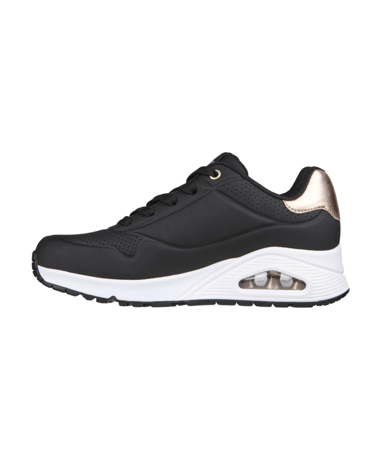 SKECHERS - SNEAKERS UNO GOLDEN AIR NERE CON DETTAGLI CROMATI DA DONNA, 177095
