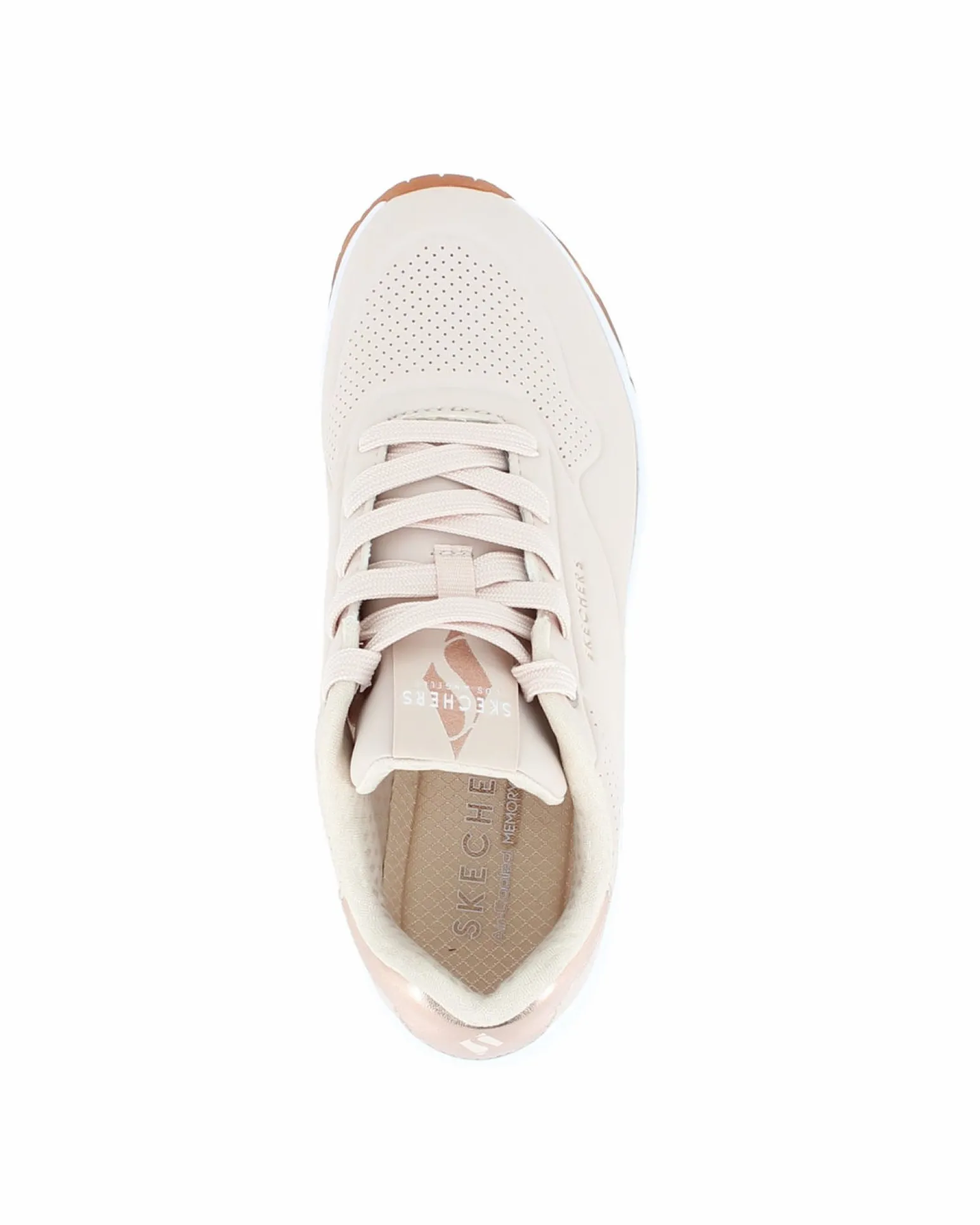 SKECHERS - SNEAKERS UNO GOLDEN AIR BEIGE CON DETTAGLI ROSE GOLD DA DONNA, 177094