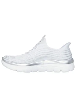 SKECHERS - SUMMITS PLUS - SOFT LUSTER - Sneakers bianca con tomaia in mesh e dettagli glitterati argento