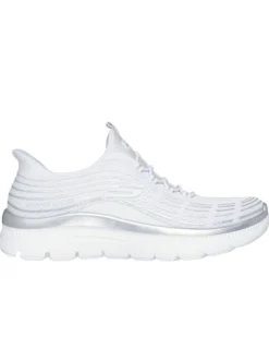 SKECHERS - SUMMITS PLUS - SOFT LUSTER - Sneakers bianca con tomaia in mesh e dettagli glitterati argento