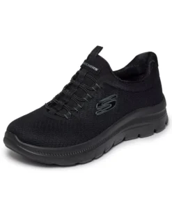 SKECHERS - SUMMITS PLUS - SUMMER HAZE - Sneakers nera con doppi lacci elastici