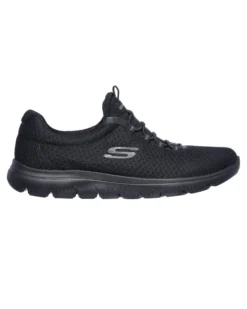 SKECHERS - SUMMITS - Sneakers nera con tomaia in morbido mesh piatto e allacciatura frontale con elstici