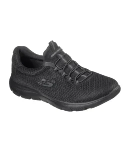 SKECHERS - SUMMITS - Sneakers nera con tomaia in morbido mesh piatto e allacciatura frontale con elstici