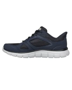 SKECHERS - TRACK - EZRAL - Sneakers blu con tomaia in mesh e applicazioni in pelle e materiale tecnico