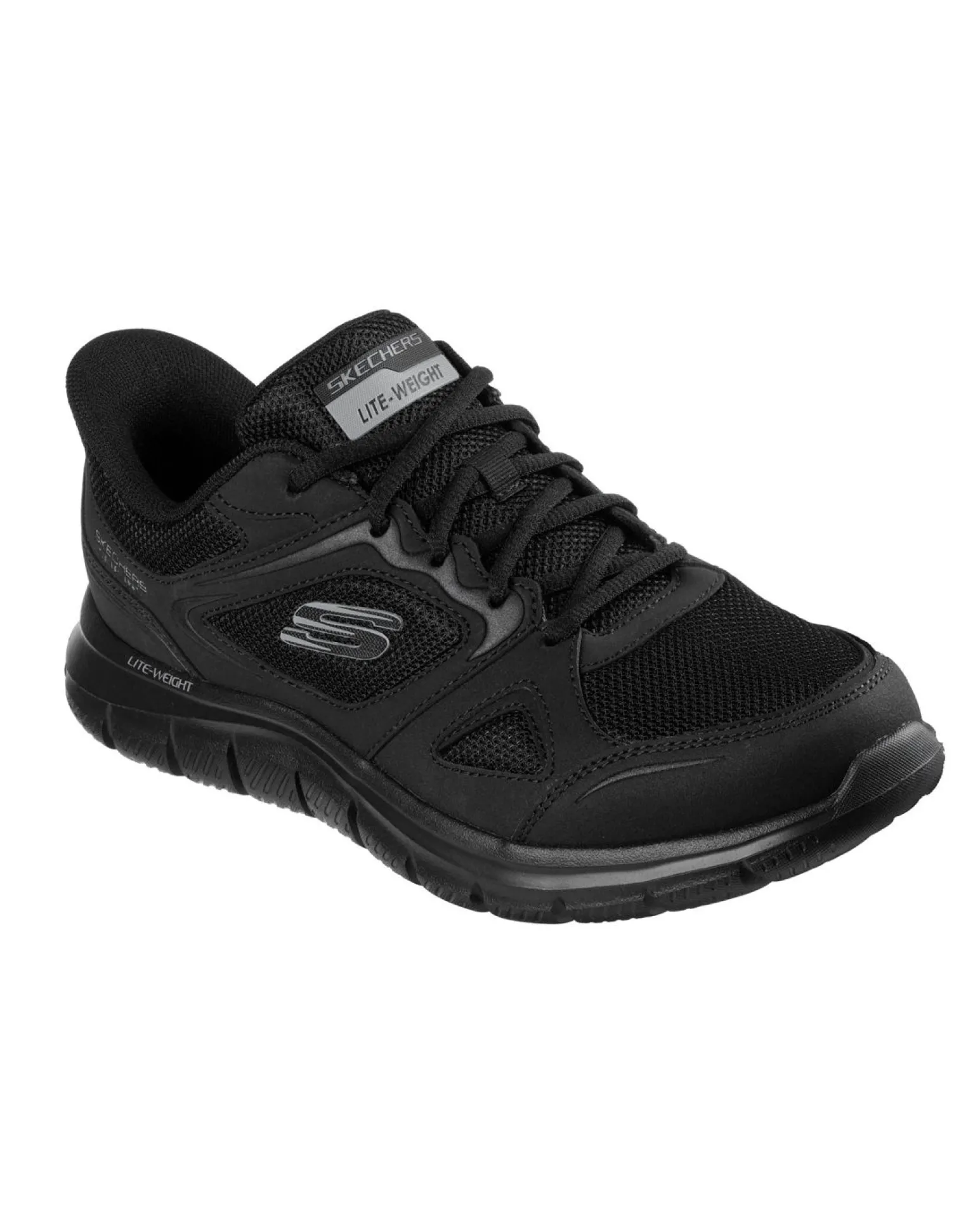 SKECHERS - TRACK - EZRAL - Sneakers nera con tomaia in mesh e applicazioni in pelle e materiale tecnico
