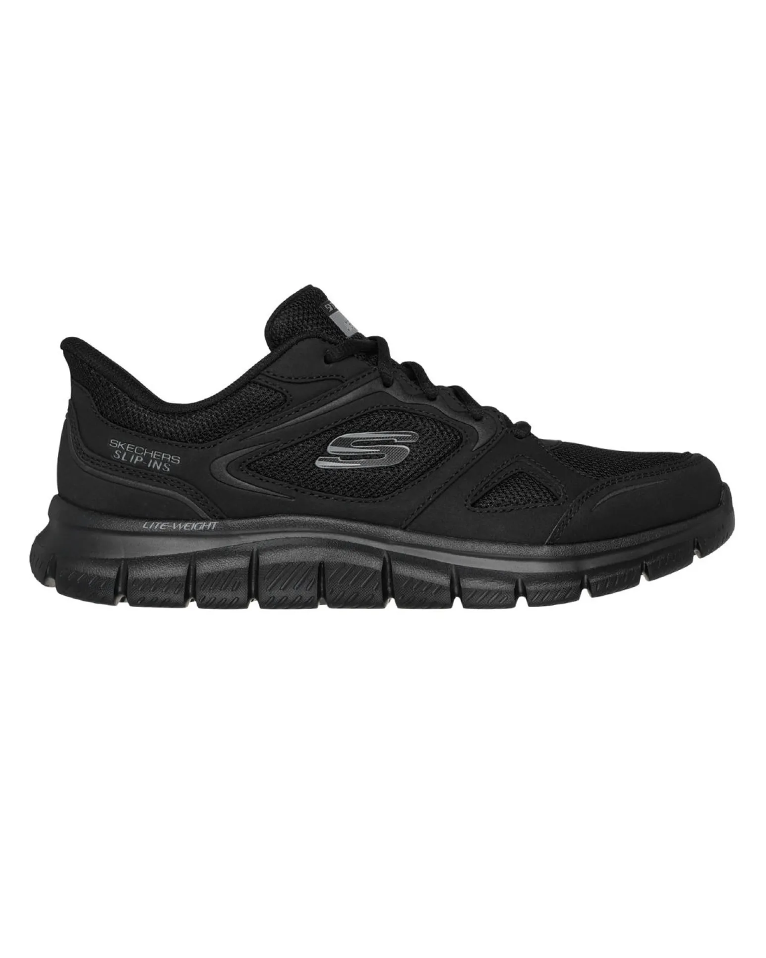 SKECHERS - TRACK - EZRAL - Sneakers nera con tomaia in mesh e applicazioni in pelle e materiale tecnico
